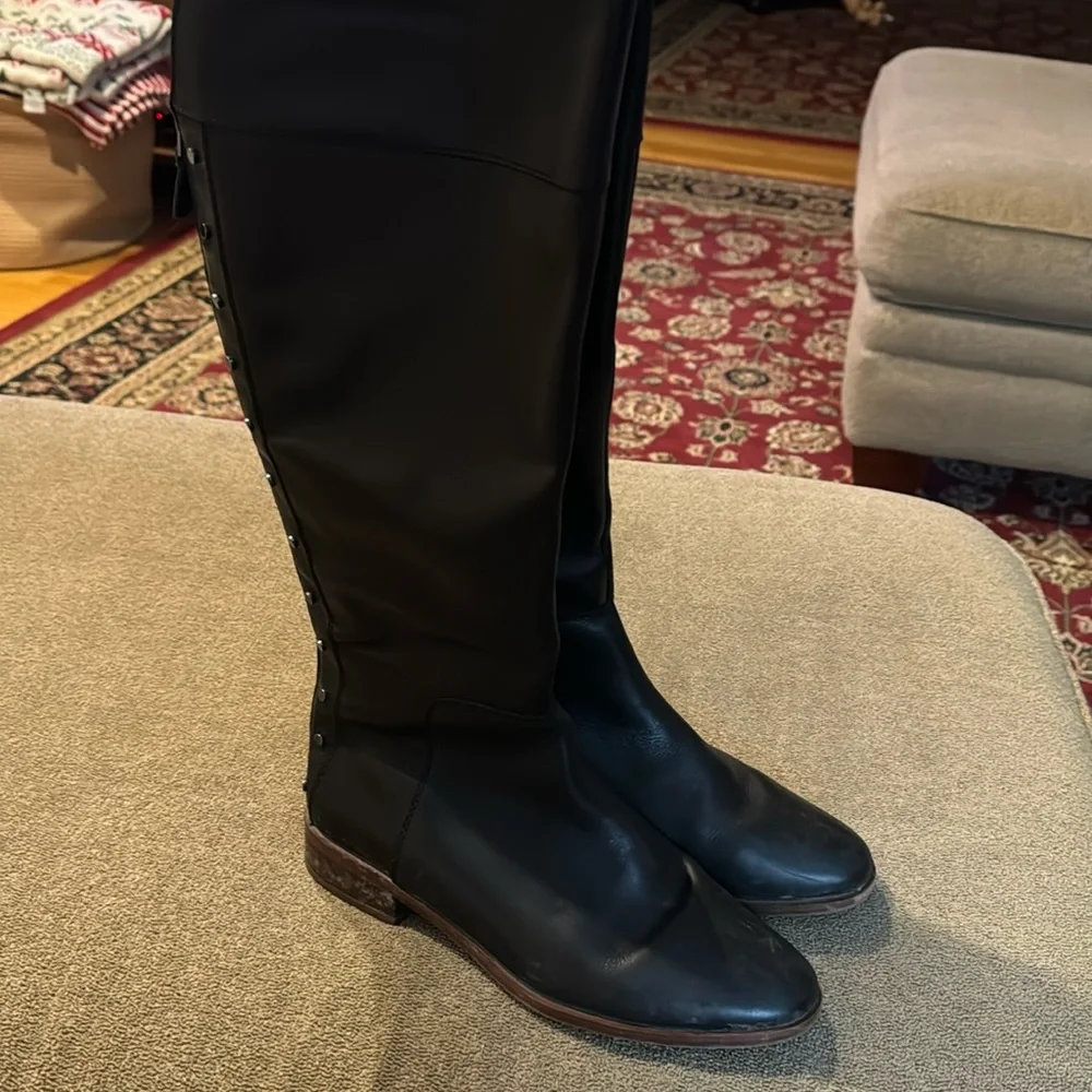 Franco Sarto Roselle Black Leather Tall Boots Size 8.5 (TD)